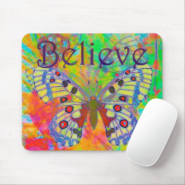 Glauben Sie bunter Schmetterling Mousepad