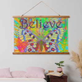 Glauben Sie bunter Schmetterling Wandteppich Mit Holzrahmen