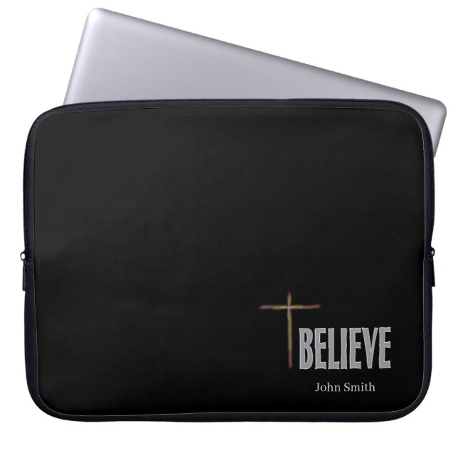 Glauben Sie Christliche Cross Individuelle Name Bl Laptopschutzhülle (Vorderseite)