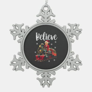 Glauben Sie, dass Trump einen Zug fährt Weihnachte Schneeflocken Zinn-Ornament