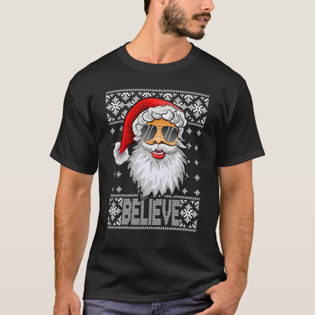 Glauben Sie den Weihnachtsmann Sonnenbrille UGLY W T-Shirt (Vorderseite)