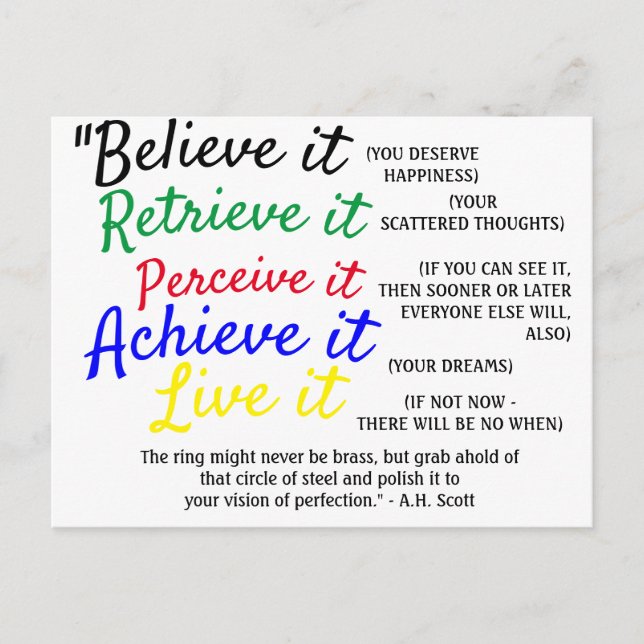 Glauben Sie es und leben Sie die Sammlung Postkarte (Vorderseite)