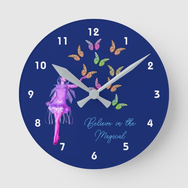 Glauben Sie Fairy Butterfells Inspiration Runde Wanduhr (Vorderseite)
