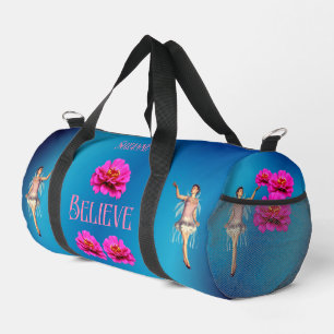 Glauben Sie Fairy und rosa Blume Inspiration Duffle Bag