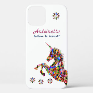 Glauben Sie Glitzer Magical Unicorn Blume personal Case-Mate iPhone Hülle