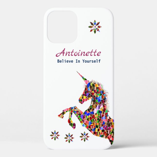 Glauben Sie Glitzer Magical Unicorn Blume personal Case-Mate iPhone Hülle (Rückseite)