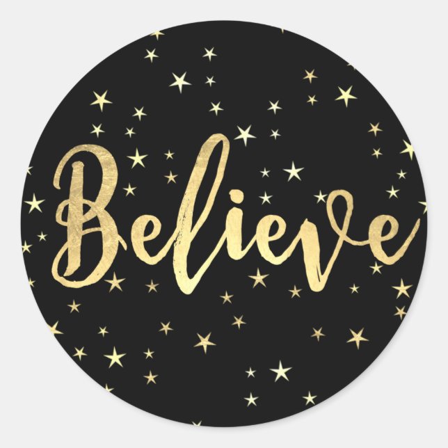 Glauben Sie Gold schreiben Weihnachten Umschlag Au Runder Aufkleber (Vorderseite)