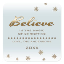 Glauben Sie. Gold Script und Snowflakes Weihnachte