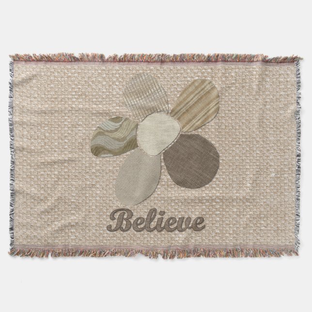 Glauben Sie Inspirational Blumen-Gewebe-Collage Decke (Vorderseite)