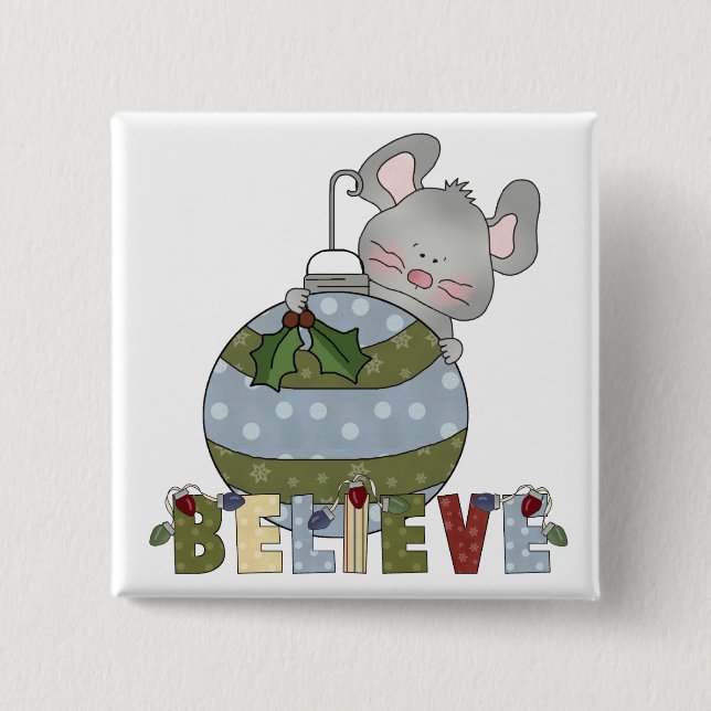Glauben Sie Maus-Ornament-T - Shirt und Geschenke Button (Vorderseite)