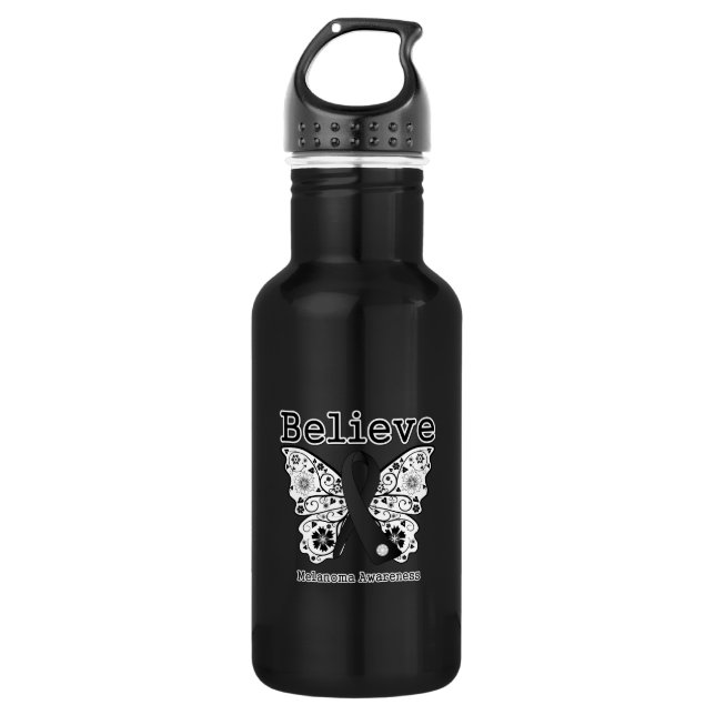 Glauben Sie - Melanom-Schmetterling Edelstahlflasche (Vorderseite)
