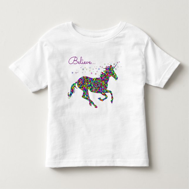 Glauben Sie mit buntem Unicorn-Kleinkind-T - Shirt (Vorderseite)