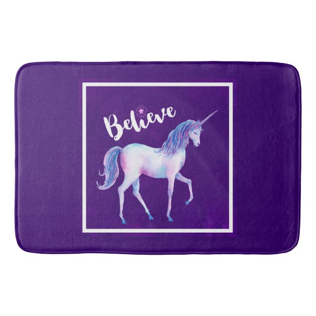 Glauben Sie mit Unicorn an Pastelwasser-Farben Badematte (Vorderseite)