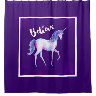 Glauben Sie mit Unicorn an Pastelwasser-Farben Duschvorhang