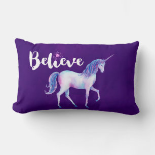 Glauben Sie mit Unicorn an Pastelwasser-Farben Lendenkissen