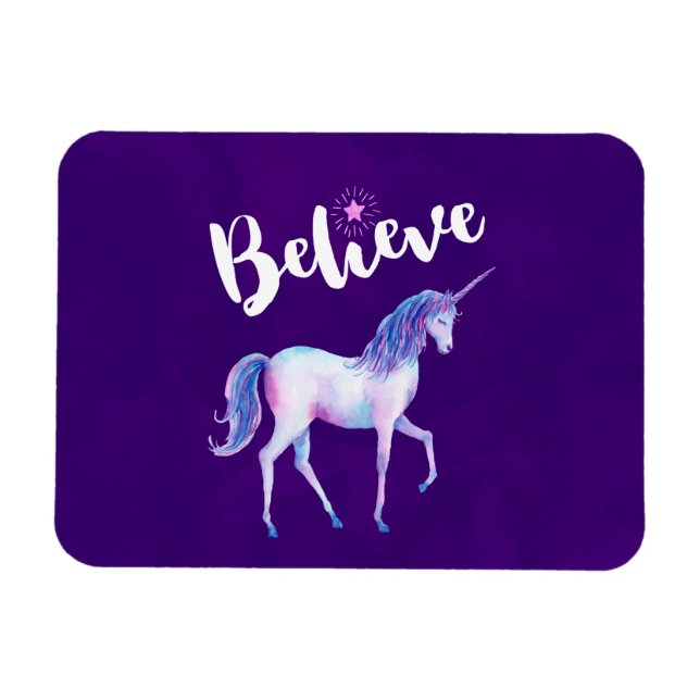 Glauben Sie mit Unicorn an Pastelwasser-Farben Magnet (Horizontal)