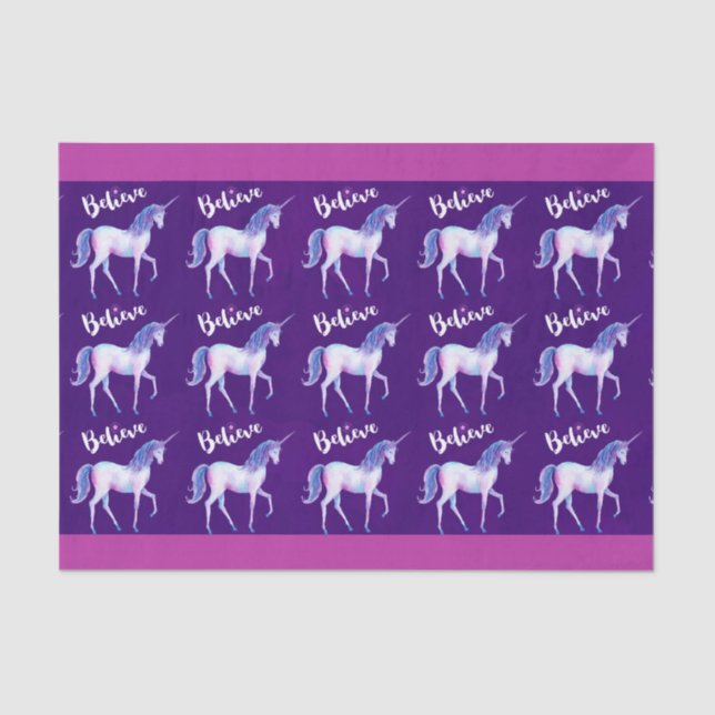 Glauben Sie mit Unicorn an Pastelwasser-Farben Seidenpapier (Vorderseite)