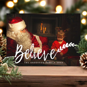 Glauben Sie moderne handgeschriebene Weihnachtsfot Feiertagskarte