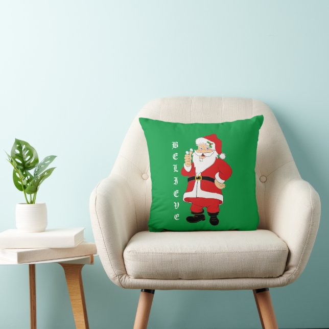 Glauben Sie Santa Throw Pillow Kissen (Stuhl )