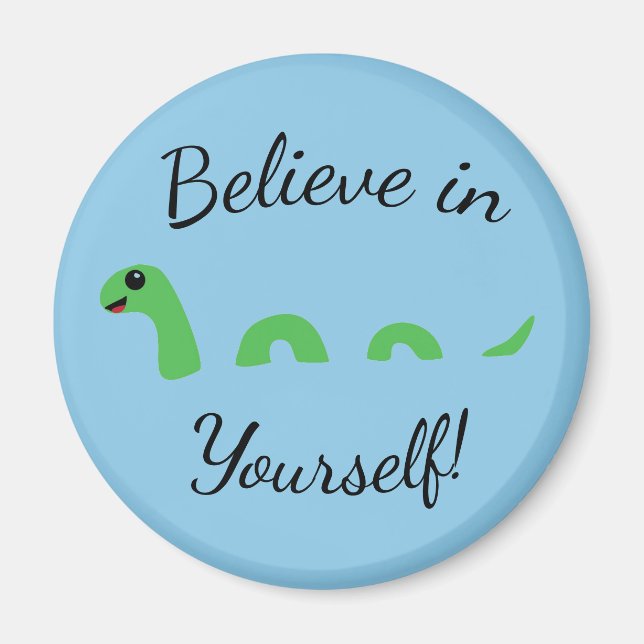 Glauben Sie sich selbst Cartoon Nessie Loch Ness M Magnet (Vorne)