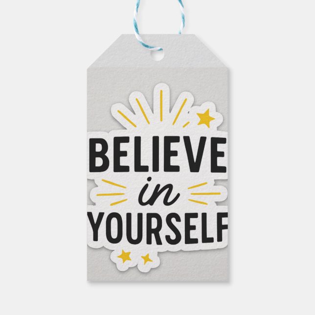Glauben Sie sich selbst - Motivierend Aufkleber mi Geschenkanhänger (Rückseite)