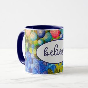 Glauben Sie Text und Quilt Design Tasse