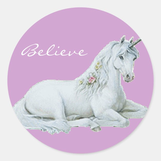 Glauben Sie Unicorn Round Stickers (Vorderseite)