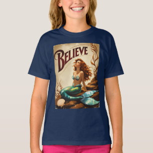 Glauben Sie Vintage Meerjungfrauen Zeitloser Ozean T-Shirt