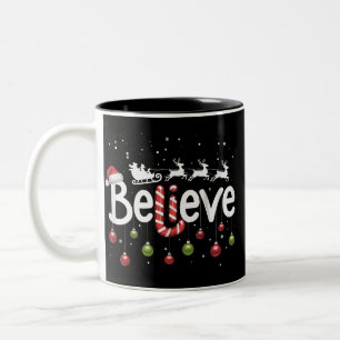 Glauben Sie Weihnachten Weihnachtsmann Rentiere Zu Zweifarbige Tasse