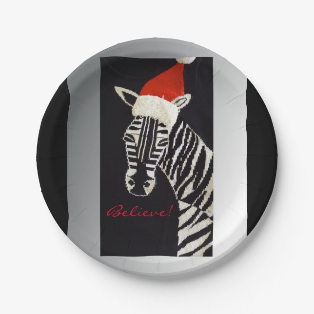 Glauben Sie! WeihnachtsZebra mit roter Pappteller (Vorderseite)