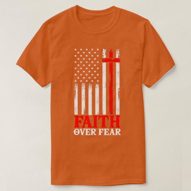 Glauben über Angst Coole Christliche Flagge T-Shirt (Design vorne)