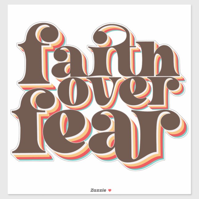 Glauben über Angst Moderne Retro Christliche Inspi Aufkleber (Blatt)