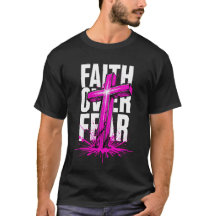 Glauben über Angst Neon Cross Graphic T - Shirt