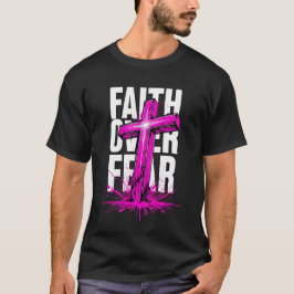 Glauben über Angst Neon Cross Graphic T - Shirt