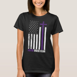 Glauben über Angst Vintage amerikanische Flagge Ch T-Shirt