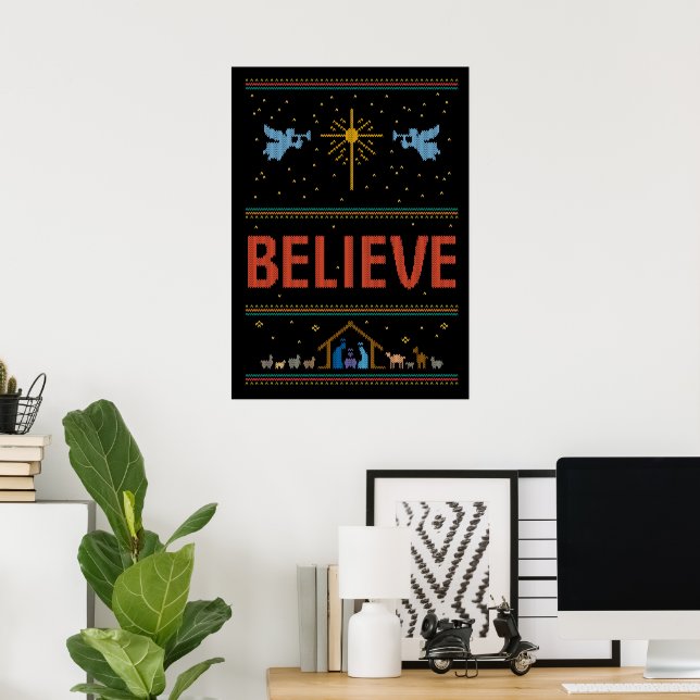 GLAUBEN Ugusweihs Sweater Christlich Jesus Gott Poster (Heimbüro)