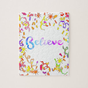 Glauben Wasserfarben Typografie Confetti Art Puzzle
