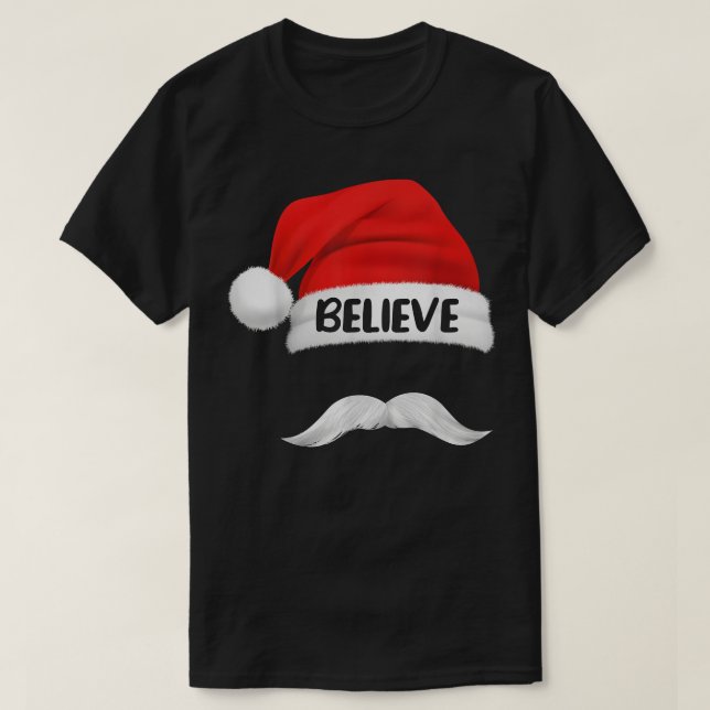Glauben Zitat über Weihnachtsmannmütze Mustache fü T-Shirt (Design vorne)