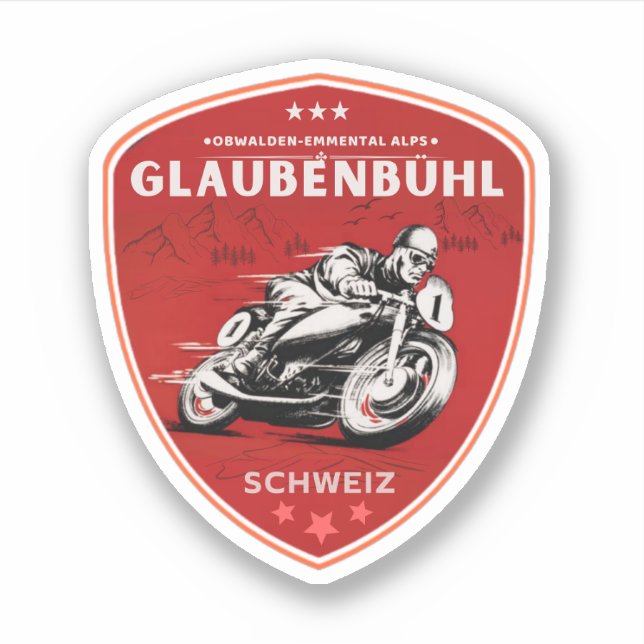 Glaubenbüelen Pass Schweizer Alpen Motorradtour Aufkleber (Vorderseite)