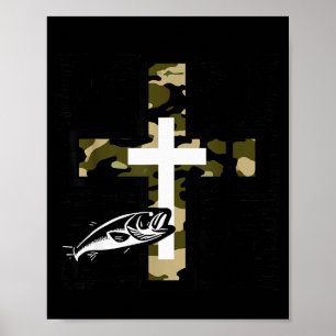 Glaubensangeln Jagdcamo-Kreuz mit Haken B Chris Poster