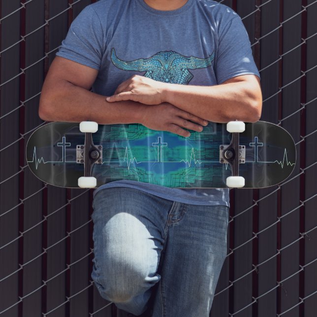 Glaubenskreuz Herzschlag Skateboard (Außenbereich 3)