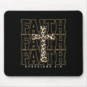 Glaubenskreuz Leopard Bibelvers religiös Christia Mousepad