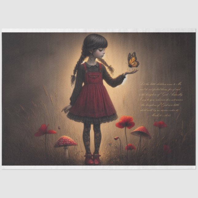 Glaubenslehre Mark 10:14-15 Dekoupage Seidenpapier (Vorderseite)