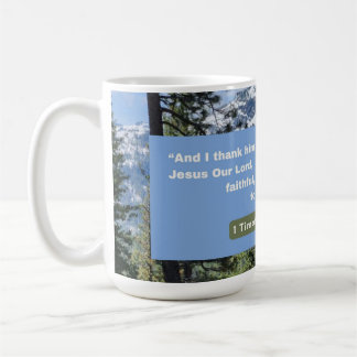 Glaubensnachricht - Bibelverse - 1 Timothy 1-12 - Kaffeetasse