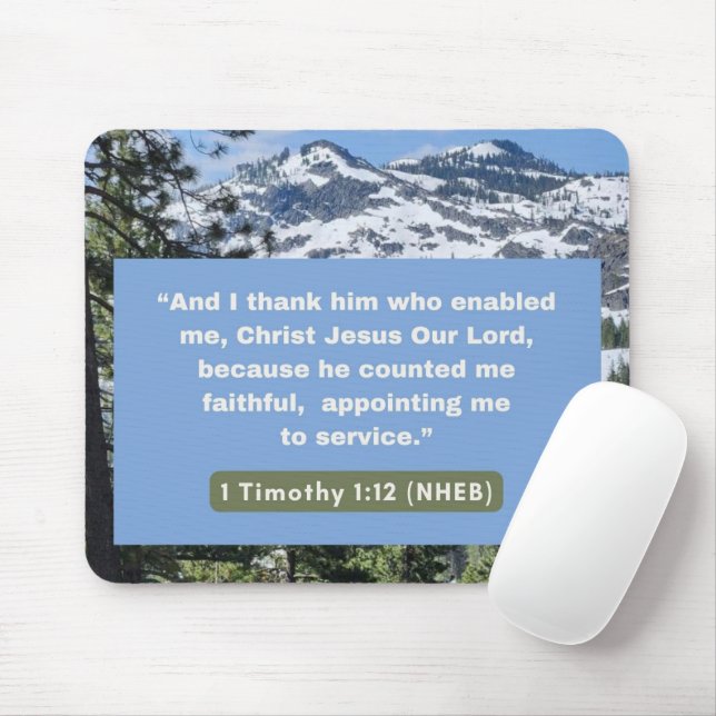 Glaubensnachricht - Bibelverse - 1 Timothy 1-12 - Mousepad (Mit Mouse)