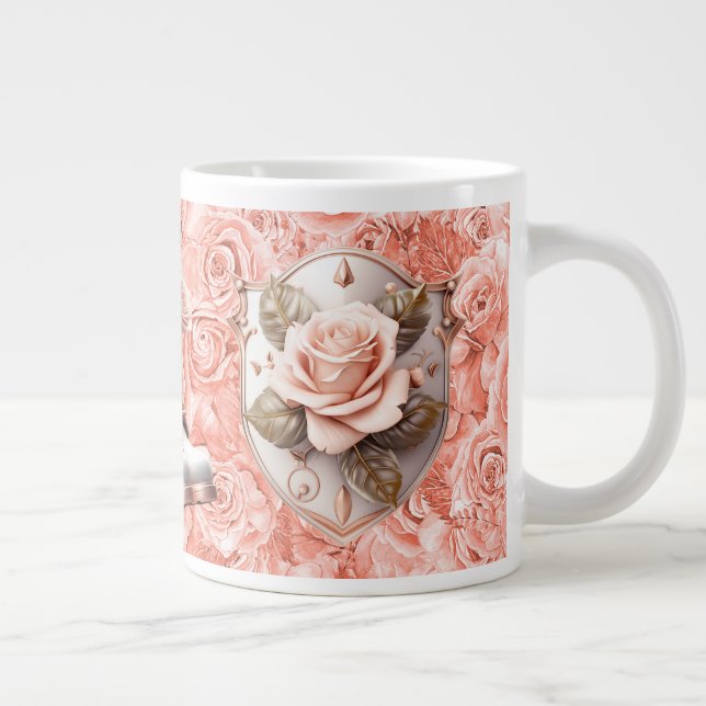 Glaubensschild auf rosa Rosen-Tasse Jumbo-Tasse (Rechts)