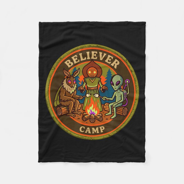 Gläubiger-Camp Mothman Alien Vintage Scout UFO Fleecedecke (Vorderseite)