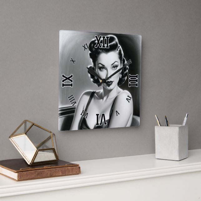 Glaubst du mir nicht, dass ich AI Concept Art von  Quadratische Wanduhr (Büro)