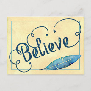 GLAUBWÜRDIGE Typografie Aquamarin-Blaugelbe Farbe Postkarte