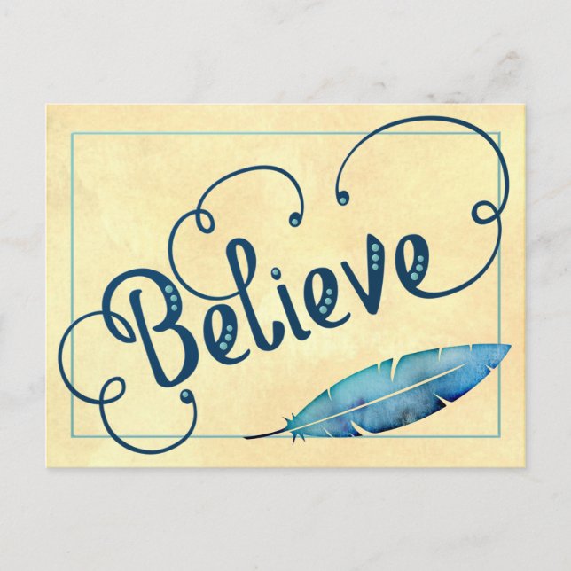 GLAUBWÜRDIGE Typografie Aquamarin-Blaugelbe Farbe Postkarte (Vorderseite)